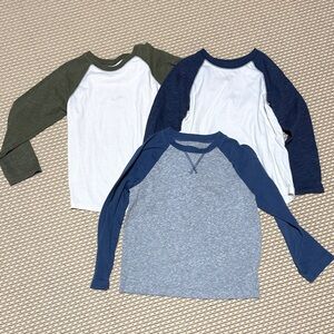 Garanimals Kids Long Sleeve Raglan Tees - White, Olive, and Navy